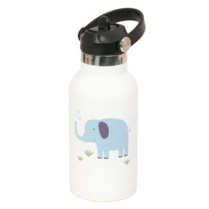 safta elefante botella isotermica infantil capacidad 350ml tapon roscado con valvula base de silicona asa superior acero inoxidable 12h caliente 24h frio 19.5x7.3cm color blanco