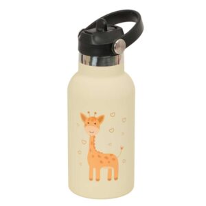 safta jirafa botella isotermica infantil capacidad 350ml tapon roscado con valvula base de silicona asa superior acero inoxidable 12h caliente 24h frio 19.5x7.3cm color melocoton claro