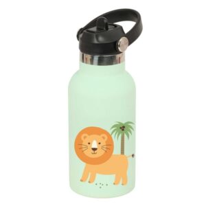 safta leon botella isotermica infantil capacidad 350ml tapon roscado con valvula base de silicona asa superior acero inoxidable 12h caliente 24h frio 19.5x7.3cm color menta