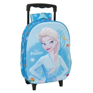 safta frozen 3d mochila con carro portabotellas hombreras acolchadas asa de mano 27x33x10cm color azul claro
