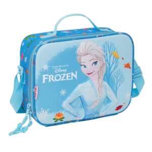 safta frozen bolsa isotermica porta alimentos frontal 3d cremallera bandolera ajustable asa de mano 25x19.5x9cm color azul claro