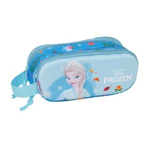 safta frozen 3d portatodo 3d 2 compartimentos con cremallera asa lateral capacidad 1l 21x8x6cm color azul claro
