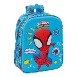 safta spidey mochila guarderia 3d 6l cremallera asa de mano 22x27x10cm color azul