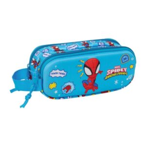 safta spidey portatodo 3d 2 compartimentos con cremallera asa lateral capacidad 1l 21x8x6cm color azul