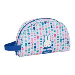 safta miffy bunny neceser adaptable a carro asa de mano lateral bolsillo interior con cremallera 28x18x10cm color blanco y azul