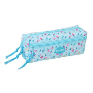 safta blackfit8 petalos portatodo 3 compartimentos con cremallera goma elastica compacto 22x8.5x6cm color azul claro