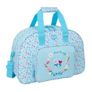 safta blackfit8 petalos bolsa de deporte bandolera ajustable bolsillo frontal cremallera con doble tirador tacos en la base 48x33x21cm color azul claro