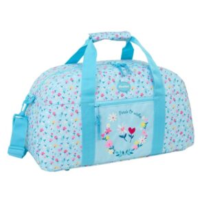safta blackfit8 petalos bolsa de deporte bandolera ajustable bolsillo frontal fondo semirigido extraible cremallera con doble tirador tacos en la base 50x26x20cm color azul claro