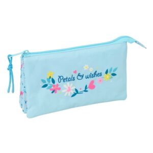 safta blackfit8 petalos portatodo 3 compartimentos con cremallera bolsillo interior central 22x12x3cm color azul claro