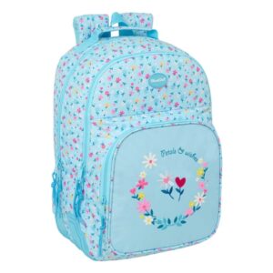 safta blackfit8 petalos mochila adaptable a carro bolsillo frontal portabotellas cremallera con doble tirador asa de mano hombreras y espalda acolchada 32x42x15cm color azul claro
