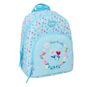 safta blackfit8 petalos mini mochila bolsillo frontal y trasero cremallera hombreras ajustables asa superior compacta y ligera 25x30x13cm color azul claro