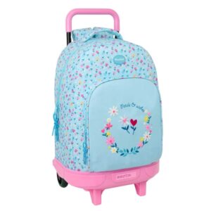 safta blackfit8 petalos mochila con carro extraible 33l portabotellas tarjeta de identificacion personal cremallera con doble tirador asa bolsillo frontal 33x45x22cm color azul claro