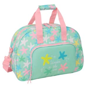 safta estrellas bolsa de deporte bandolera ajustable bolsillo frontal cremallera con doble tirador tacos en la base 48x33x21cm color verde