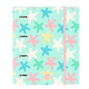 safta estrellas carpeta de 4 anillas de 35mm recambio de 100 hojas a4 cuadricula de 5x5mm 80g/m2 separadores internos goma elastica 27x32x3.5cm color verde