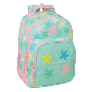 safta estrellas mochila adaptable a carro bolsillo frontal portabotellas cremallera con doble tirador asa de mano hombreras y espalda acolchada 32x42x15cm color verde