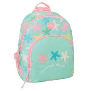 safta estrellas mini mochila bolsillo frontal y trasero cremallera hombreras ajustables asa superior compacta y ligera ideal para uso diario 25x30x13cm color verde