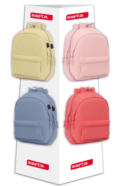 safta basics 8 ganchos 16 mochilas incluidas carton reciclado 42x160x42cm colores surtidos