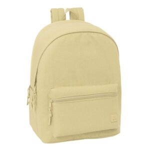 safta basic mochila para portatiles hasta 15.6" bolsillo para tablet hasta 11" antirrobo asa de mano conector usb cremallera doble tirador acolchada 31x44x18cm color beige