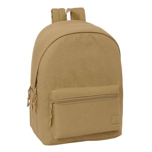 safta basic mochila para portatiles hasta 15.6" antirrobo bolsillo para tablet hasta 11" asa de mano conector usb acolchada 31x44x18cm color marron