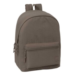 safta basic vison mochila para portatiles hasta 15.6" bolsillo para tablet hasta 11" antirrobo asa de mano conector usb cremallera doble tirador acolchada 31x44x18cm color marron oscuro