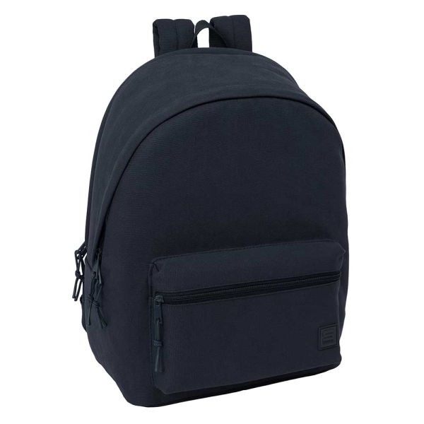 safta basic mochila para portatiles hasta 15.6" bolsillo para tablet hasta 11" antirrobo asa de mano conector usb cremallera doble tirador acolchada 31x44x18cm color azul oscuro