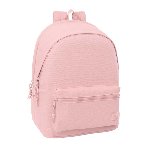 safta basic mochila para portatiles hasta 15.6" antirrobo bolsillo para tablet hasta 11" asa de mano conector usb acolchada 31x44x18cm color rosa