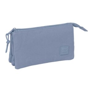 safta basic portatodo 3 compartimentos con cremallera bolsillo interior central 22x12x3cm color azul azafata