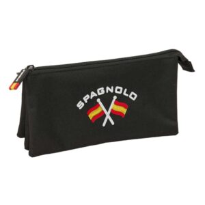 safta spagnolo portatodo 3 compartimentos con cremallera bolsillo interior central 22x12x3cm color negro