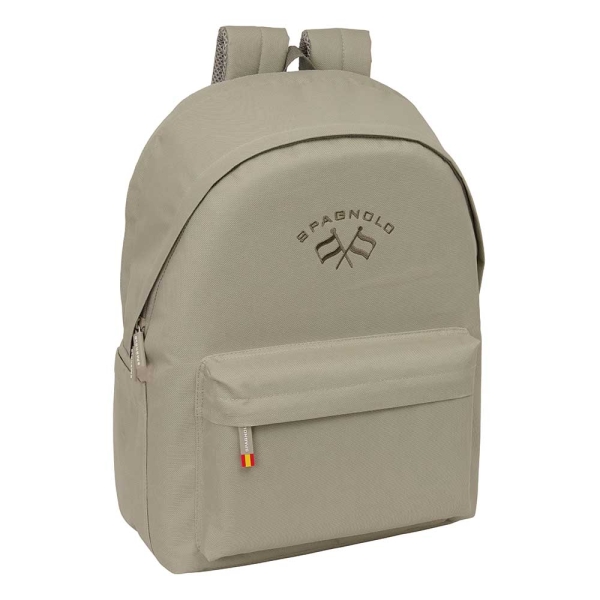 safta spagnolo mochila para portatiles hasta 15.6" bolsillo para tablet hasta 11" antirrobo asa de mano conector usb cremallera doble tirador acolchada 31x44x18cm color marron claro