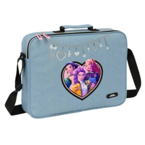 safta k pop demon hunters huntr/x maletin con cremallera bandolera ajustable asa forrada doble tirador fondo semirigido 38x28x6cm color azul claro