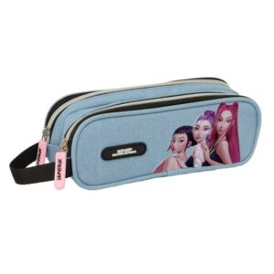 safta k pop demon hunters huntr/x portatodo 2 compartimentos con cremallera asa lateral capacidad 1l 21x8x6cm color azul claro