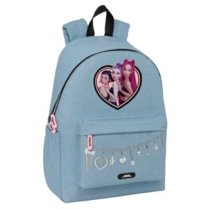 safta k pop demon hunters huntr/x mochila para portatiles hasta 14.1" portabotellas cremallera con doble tirador asa de mano bolsillo frontal acolchada 31x43x13cm color azul claro