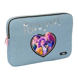 safta k pop demon hunters huntr/x funda para portatil hasta 15.6" interior acolchado cremallera con doble cursor 39.5x27.5x3.5cm color azul claro