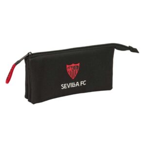 safta sevilla fc portatodo 3 compartimentos con cremallera bolsillo interior central 22x12x3cm color negro