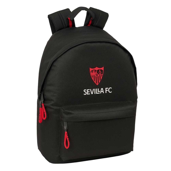 safta sevilla fc mochila para portatiles hasta 14.1" bolsillo para tablet hasta 10.6" asa de mano bolsillo frontal acolchada 31x41x16cm color negro