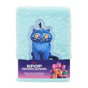 safta k pop demon hunters bloc de notas formato a5 tapas de peluche 80 paginas 21x14.8cm color azul claro