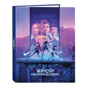 safta k pop demon hunters carpeta de 4 anillas de 25mm formato folio tapas duras forradas 26.5x33x4cm multicolor