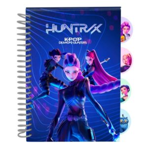safta k pop demon hunters bloc de notas formato a5 80 hojas de 80 g/m2 espiral tapas duras 4 separadores interiores 14.8x2.1cm color azul marino