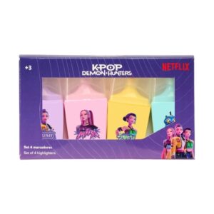 safta k pop demon hunters pack de 4 marcadores fluorescentes punta biselada colores surtidos