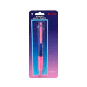 safta k pop demon hunters boligrafo retractil de 4 colores presentado en blister ergonomico color rosa y azul