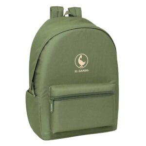 safta el ganso basics mochila para portatiles hasta 15.6" antirrobo bolsillo para tablet hasta 11" asa de mano conector usb acolchada 31x44x18cm color verde