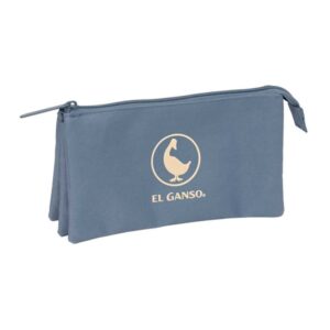 safta el ganso basics portatodo 3 compartimentos con cremallera bolsillo interior central 22x12x3cm color azul azafata