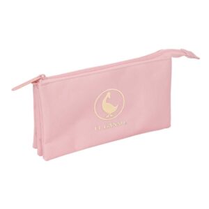 safta el ganso basics portatodo 3 compartimentos con cremallera bolsillo interior central 22x12x3cm color rosa