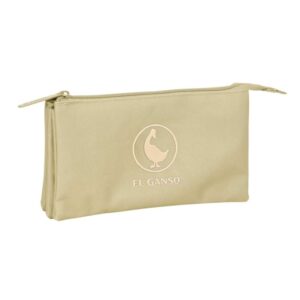 safta el ganso basics portatodo 3 compartimentos con cremallera bolsillo interior central 22x12x3cm color arena