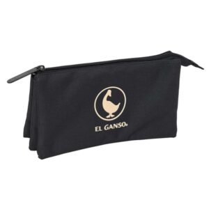 safta el ganso basics portatodo 3 compartimentos con cremallera bolsillo interior central 22x12x3cm color antracita