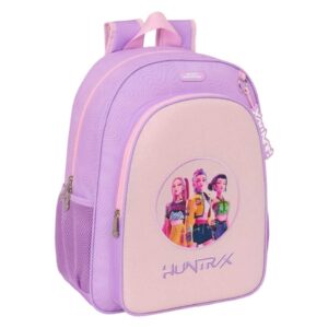 safta k pop demon hunters iconic mochila adaptable a carro bolsillo frontal portabotellas cremallera con doble tirador asa de mano hombreras y espalda acolchada 33x42x14cm color lavanda