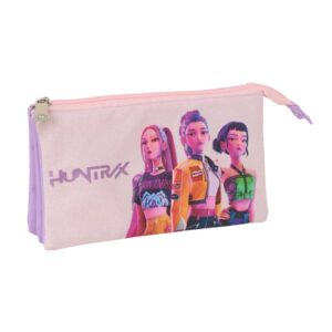 safta k pop demon hunters iconic portatodo 3 compartimentos con cremallera bolsillo interior central 22x12x3cm color lavanda