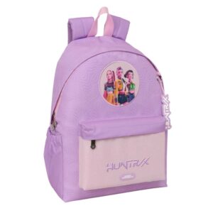 safta k pop demon hunters iconic mochila para portatiles hasta 14.1" portabotellas cremallera con doble tirador asa de mano bolsillo frontal acolchada 31x43x13cm color lavanda