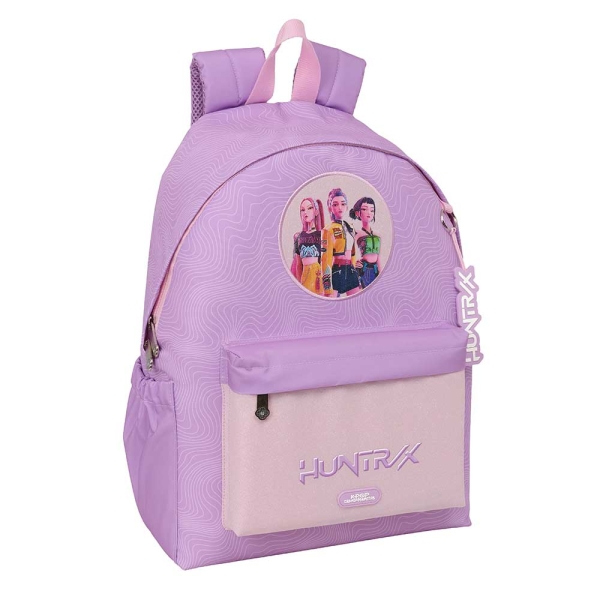 safta k pop demon hunters iconic mochila para portatiles hasta 14.1" portabotellas cremallera con doble tirador asa de mano bolsillo frontal acolchada 31x43x13cm color lavanda