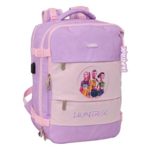 safta k pop demon hunters iconic mochila de cabina bolsillo para portatil hasta 15.6" portabotellas usb zapatillero transpirable acolchada 29x44x19cm color lavanda